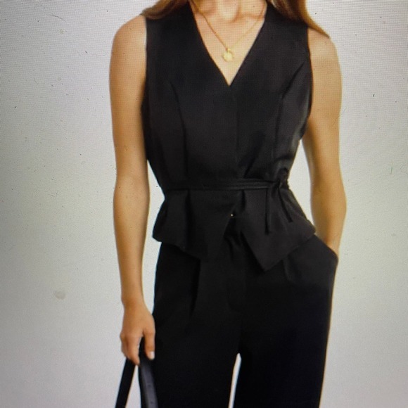 Pant Set 2 piece Soho baggy pants snap vest set with tie Black XL or 12 - Picture 5 of 7